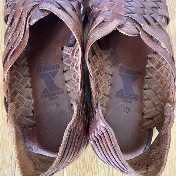 Brand X Huaraches Hand Woven Brown Leather Open Toe Slip On Sandals Women’s 10 - Picture 6 of 11